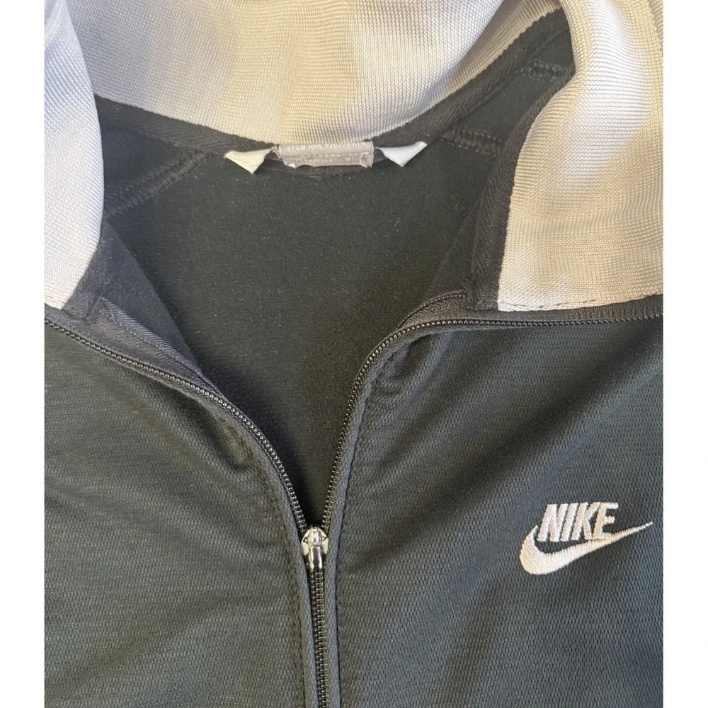 Vintage‎ Nike Embroidered Zip Up Hoodie Men's Large Black BROKEN ZIPPER